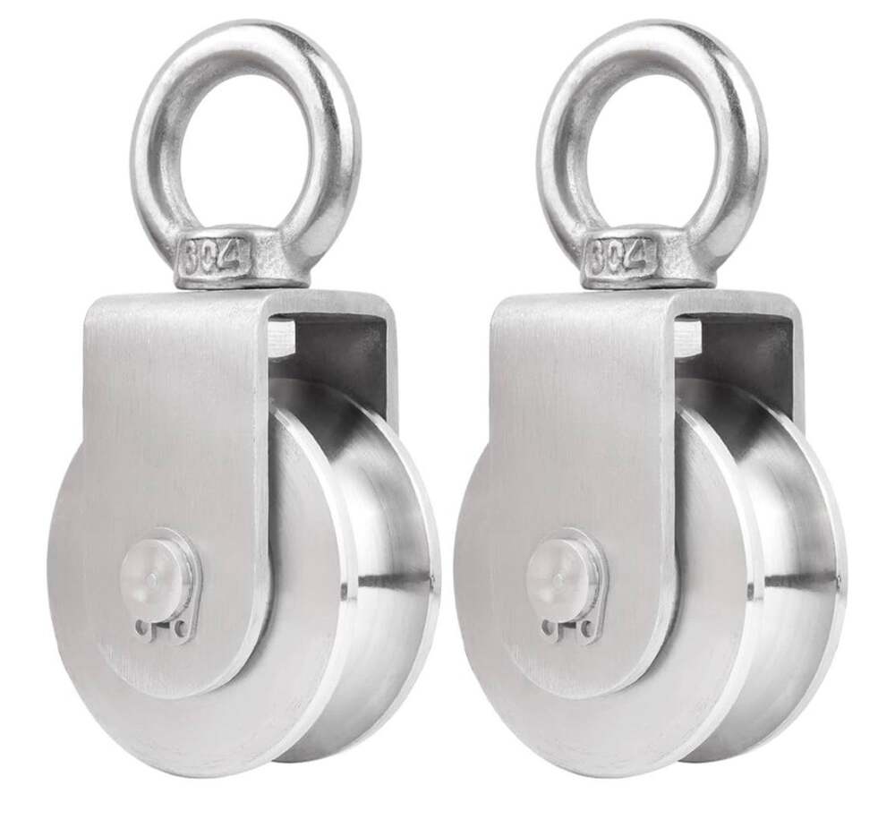 Swivel Single Pulley Block 48mm 304 Stainless Steel Cable Wheel Gym (2PCS)